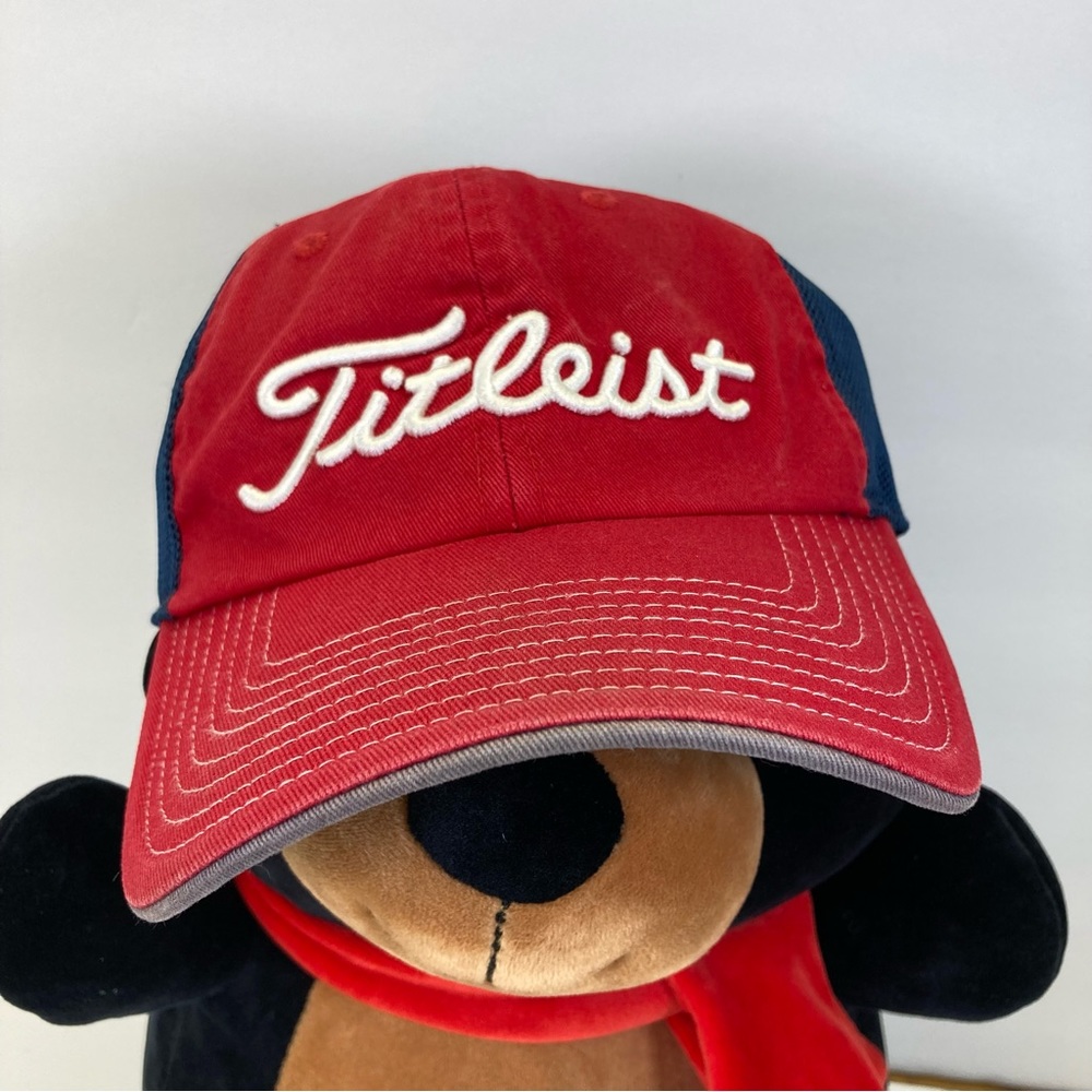 Titleist Sports Mesh Pro Golf  Hat Mesh Back Strap Red White Blue Trucker Cap